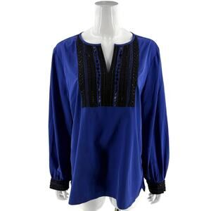 *Chicos Tunic Top * Size 3 / US XL (16/18) * Blue Black Beaded*
